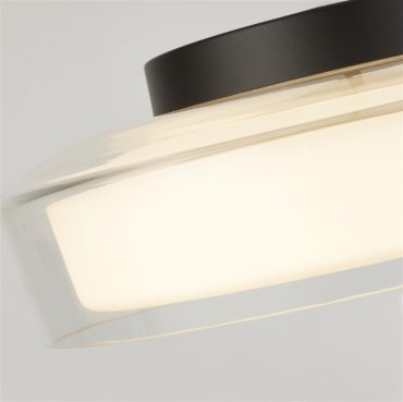 Searchlight Puck - plafondlamp - Ø 30 x 10 cm - 14W dimbare LED incl. - IP44 - zwart en transparant