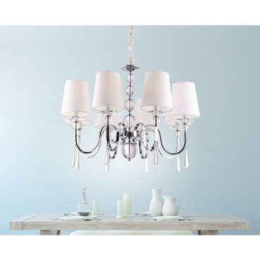 Maxlight Charlotte - kroonluchter - Ø 75 x 130 cm - wit en chroom