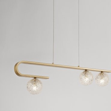 Nova Luce Mirano - hanglamp - 80 x 10 x 180 cm - messing goud en transparant