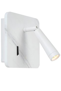 Lucide Oregon - bedlamp met usb poort - 15 x 15 x 9 cm - 3W LED incl. - wit