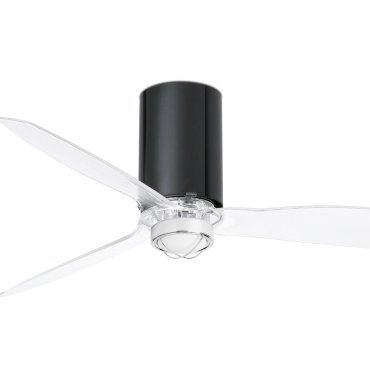Faro Mini Tube - plafondventilator met licht en afstandsbediening - Ø 128 cm - 17W LED incl. - zwart en transparant