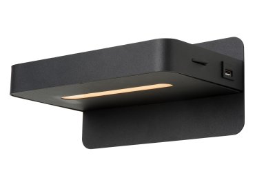 Lucide Atkin - bedlamp met USB-poort - 25 x 14 x 11,5 cm - 5W LED incl. - zwart