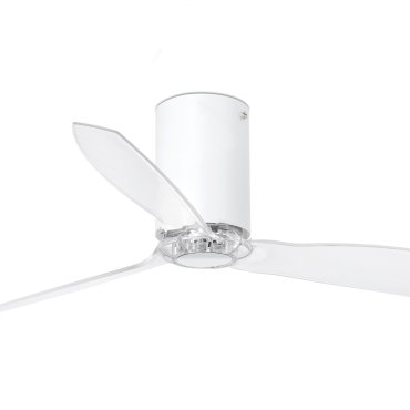 Faro Mini Tube - plafondventilator met afstandsbediening - Ø 128 cm - mat wit en transparant