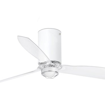 Faro Mini Tube - plafondventilator met licht en afstandsbediening - Ø 128 cm - 17W LED incl. - mat wit en transparant