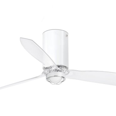 Faro Mini Tube - plafondventilator met licht en afstandsbediening - Ø 128 cm - 17W LED incl. - wit en transparant