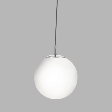 Searchlight Atom - hanglamp - Ø 30 x 120 cm - satijn zilver en glanzend opaal