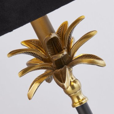 Searchlight Palm - tafellamp voet - Ø 11 x 45 cm - satijn messing en zwart