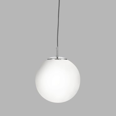 Searchlight Atom - hanglamp - Ø 25 x 120 cm - satijn zilver en glanzend opaal