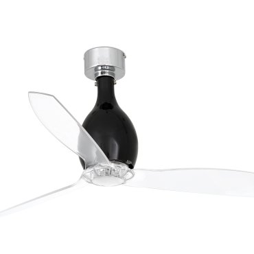 Faro Mini Eterfan - plafondventilator met afstandsbediening - Ø 128 cm - mat zwart en transparant