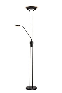Lucide Champion - staanlamp - Ø 25,4 x 180 cm - 20W + 4W dimbare LED incl. - zwart