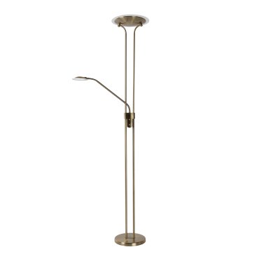 Lucide Champion - staanlamp - Ø 25,4 x 180 cm - 20W + 4W dimbare LED incl. - brons