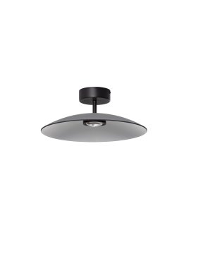 Nova Luce Polifemo - plafondlamp - Ø 40 x 16 cm - 12W LED incl. - rokerig glas en zandzwart