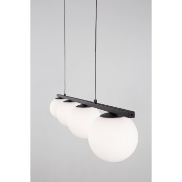 Nova Luce Joline - hanglamp - 72 x 12,5 x 120 cm - 32W LED incl. - zand zwart en opaal wit