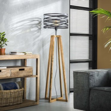 Vico Twisted Wood - staanlamp - 141 cm - leigrijs