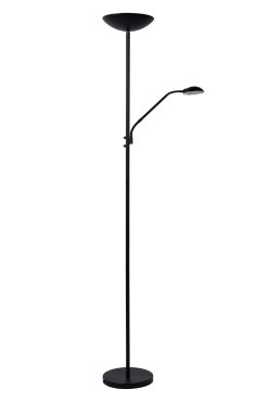 Lucide Zenith - staanlamp met leeslamp - 180 cm - 20W + 4W dimbare LED incl. - zwart