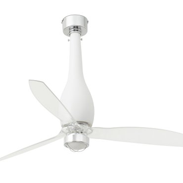 Faro Eterfan - plafondventilator met licht en afstandsbediening - Ø 128 cm - 17W LED incl. - mat wit en transparant