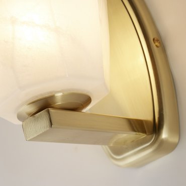 Searchlight Rocky - wandverlichting - 11 x 22 cm - IP44 - satijn messing en wit