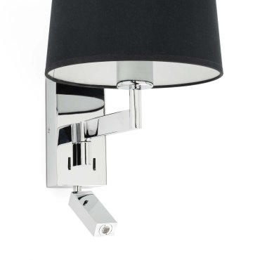 Faro Artis - wandverlichting met schakelaar - 21,5 x 19 x 16 cm - 1W LED incl. - zwart en chroom