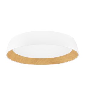 Nova Luce Sigi - plafondlamp - Ø 60 x 12 cm - 50W dimbare LED incl. - zandwit en hout