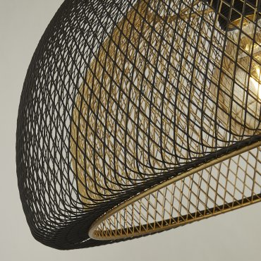Searchlight Honeycomb - hanglamp - Ø 45,5 x 179 cm - mat zwart en goud