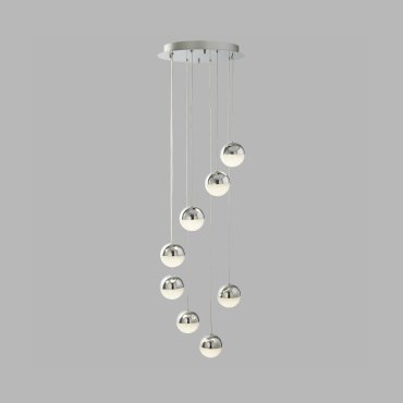 Searchlight Marbles - hanglamp - Ø 35 x 155 cm - 8 x 5W dimbare LED incl. - chroom