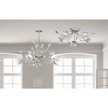 Searchlight Hibiscus - hanglamp - Ø 52 x 95 cm - chroom