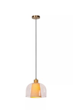 Lucide Gunhild - hanglamp - Ø 24 x 146,6 cm - beige/goud/transparant