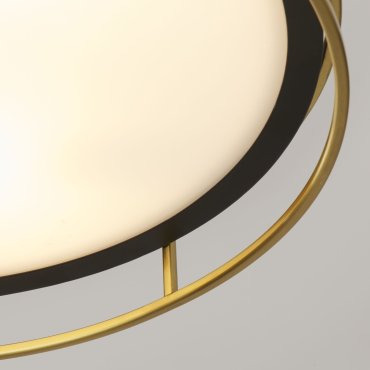 Searchlight Phoenix - plafondlamp - Ø 40 x 10 cm - IP44 - zwart en messing