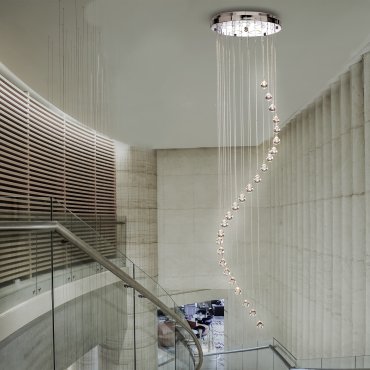 Searchlight Hallway - hanglamp - Ø 30 x 180 cm - chroom en transparant