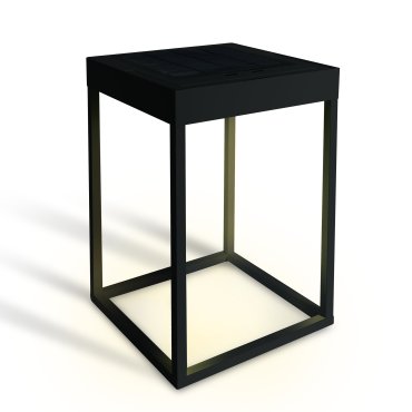 ONE Light - tuinpaal op zonne-energie met nacht sensor en USB - 18,5 x 18,5 x 30 cm - 2,2W dimbare LED incl. - IP65 - zwart
