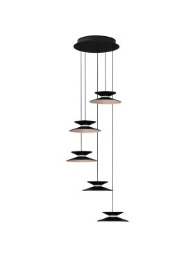 Nova Luce Morfi - hanglamp - Ø 42 x 161 cm - 25W dimbare LED incl. - zandzwart en goud