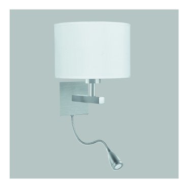 Searchlight Wall - wandverlichting met dubbele schakelaar - 20 x 25 cm - 1W LED incl. - satijn zilver