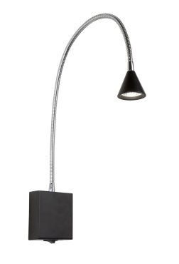 Lucide Buddy - wandverlichting - 8 x 8 x 60 cm - 3W LED incl. - zwart