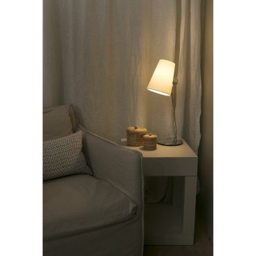 Faro Lupe - tafellamp - Ø 25 x 53 cm - beige en chroom