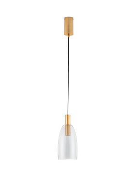 Nova Luce Imatia - hanglamp - Ø 14,5 x 215 cm - 7W LED incl. - messing goud en rokerig glas