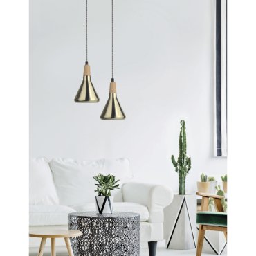 Nova Luce Venanzio - hanglamp - Ø 12,5 x 120 cm - messing