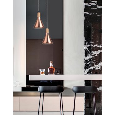 Nova Luce Venanzio - hanglamp - Ø 12,5 x 120 cm - koper