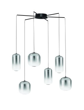 Nova Luce Aelia - hanglamp - Ø 72 x 145 cm - 25W dimbare LED incl. - mat zwart en rokerig grijs