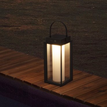 Nova Luce Verhal - draagbare tafellamp op zonne-energie met USB-poort - 16 x 47,5 x 16 cm - 2W dimbare LED incl. -  IP54 - donker antraciet