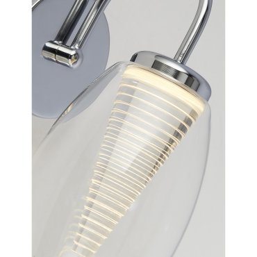 Searchlight Cyclone - wandverlichting met trekschakelaar - 11,5 x 26,5 cm - 6W LED incl. - chroom en transparant