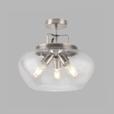Searchlight Boule - plafondverlichting - Ø 40 x 36 cm - satijn zilver