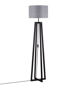 Nova Luce Artis - vloerlamp - Ø 46 x 165 cm - grijs en zwart hout