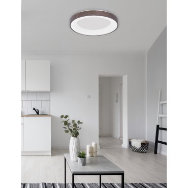 Nova Luce Rando Thin - plafondverlichting - Ø 60 x 9 cm - 50W dimbare LED incl. - geborstelde koffie
