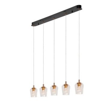 Lucide Berliane - hanglamp - 93 x 11 x 164,5 cm - 5 x 4W dimbare LED incl. - transparant en goud
