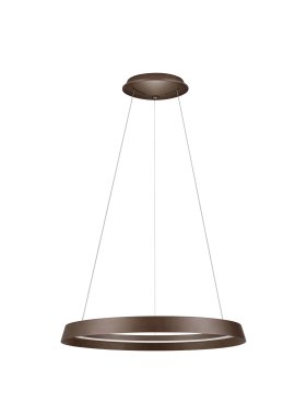 Nova Luce Ormi - hanglamp - Ø 60 x 150 cm - 52W dimbare LED incl. - geborsteld koffiebruin