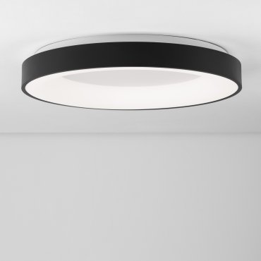 Nova Luce Rando Thin - plafondverlichting - Ø 60 x 9 cm - 50W dimbare LED incl. - zand zwart - warm witte lichtkleur