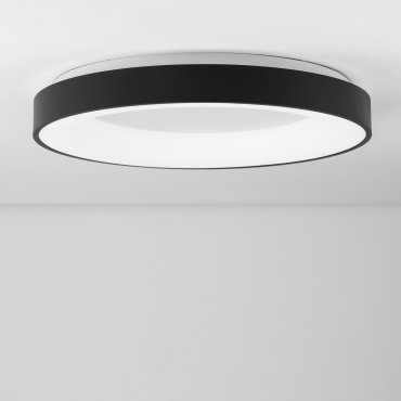 Nova Luce Rando Thin - plafondverlichting - Ø 60 x 9 cm - 50W dimbare LED incl. - zand zwart - witte lichtkleur