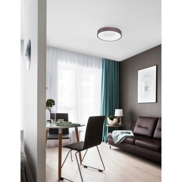 Nova Luce Rando Thin - plafondverlichting - Ø 38 x 9 cm - 30W dimbare LED incl. - geborstelde koffie