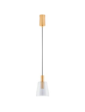 Nova Luce Imatia - hanglamp - Ø 14,5 x 215 cm - 7W LED incl. - messing goud en rokerig glas