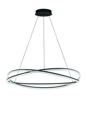 Nova Luce Ofelia - hanglamp met afstandsbediening - Ø 95 x 150 cm - 68W dimbare LED incl. - zandzwart
